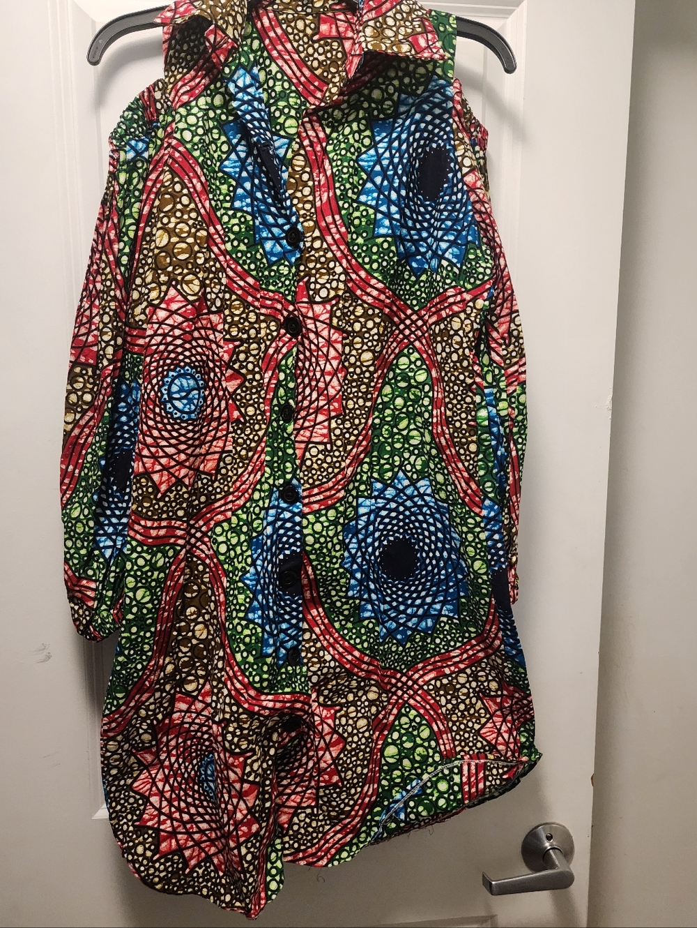 Vibrant Multicolor Ankara Print Midi Shirt